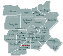 Metro Atlanta Cities and Counties Map